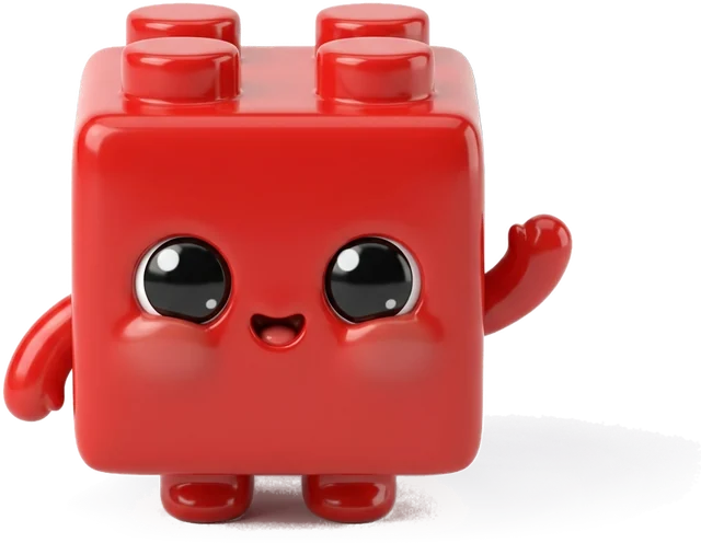 Brickie, Mosapop’s mascot, a red brick with big eyes